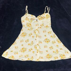 Forever 21 Floral Mini Dress - Cream and Yellow